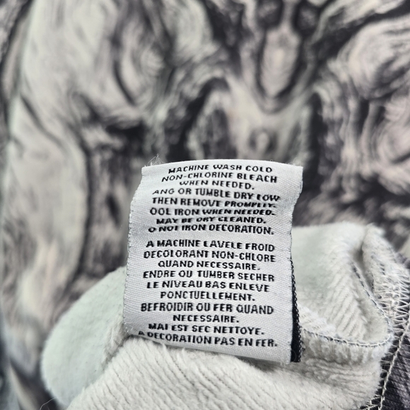 Double Needle Sweatshirt Mens Large Vintage Y2K Black Crew Pullover Abstract - Picture 8 of 12